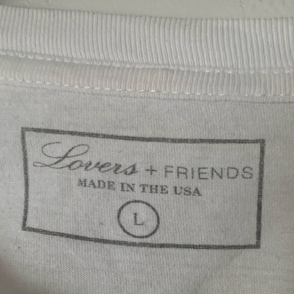 Revolve Lovers & Friends white cropped t-shirt, pineapple imprinted throughout,S - Picture 5 of 6